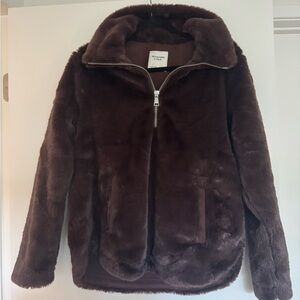 Brown Faux Fur Zip Up